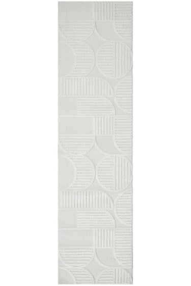 Lotus Leo White Modern Geometric Pattern Rug